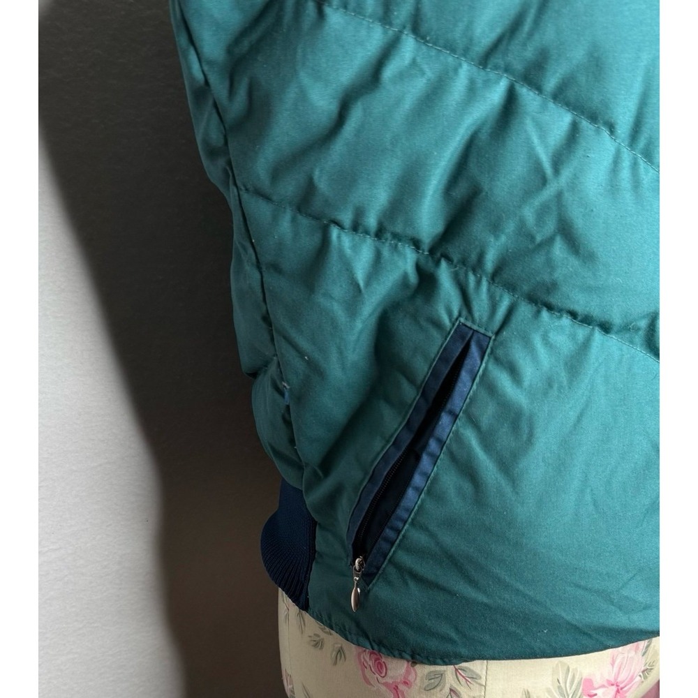 Vintage Woolrich Woman Down Puffer Vest Teal Sheep Logo Western Sz M Western EUC - Picture 6 of 11